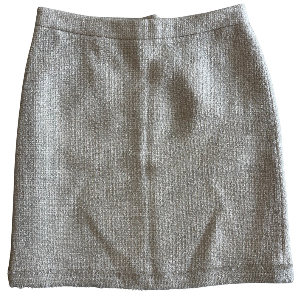 J.Crew Wool Blend Ivory Tweed Mini Skirt Classic Workwear Preppy Neutral Size 4